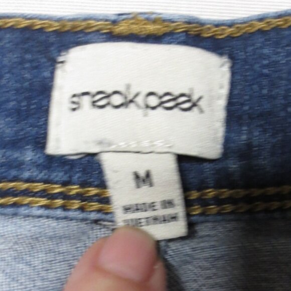 SNEAK PEEK womens JEANS distressed BLUE denim STRETCH mid-rise SIZE M - Picture 10 of 15